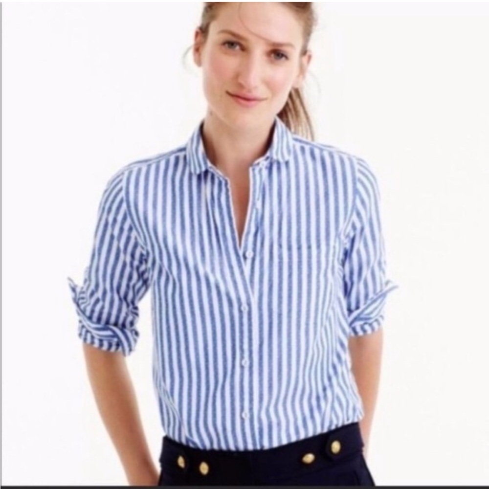 J. Crew Striped Blue and White Shirt